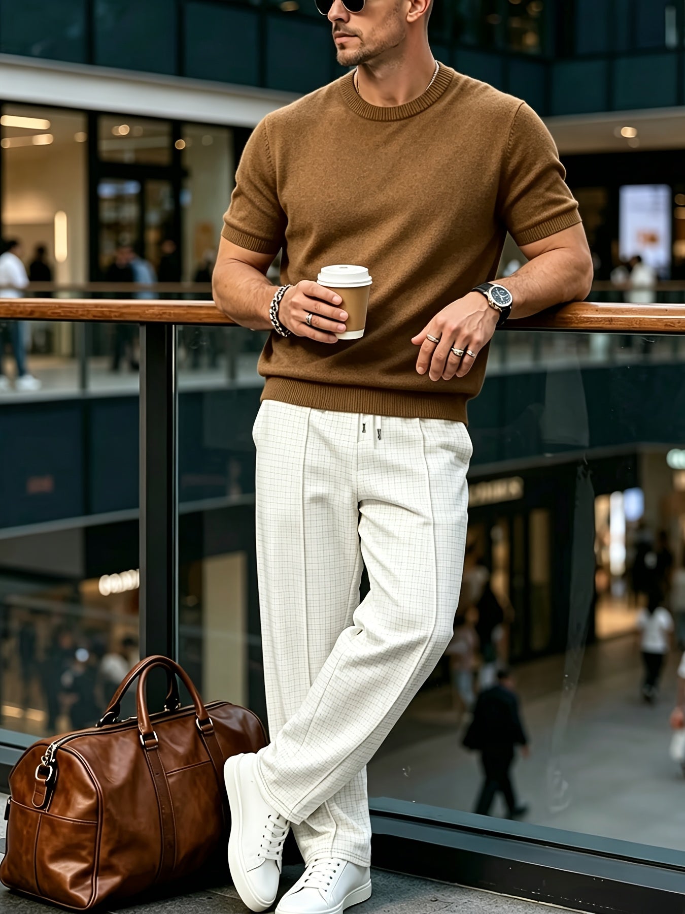 Men's Slim Fit Round Neck Knit Short Sleeve T-Shirt