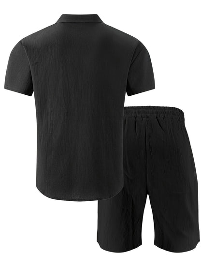 Men's Summer Linen Short Sleeve Shirt & Shorts Set