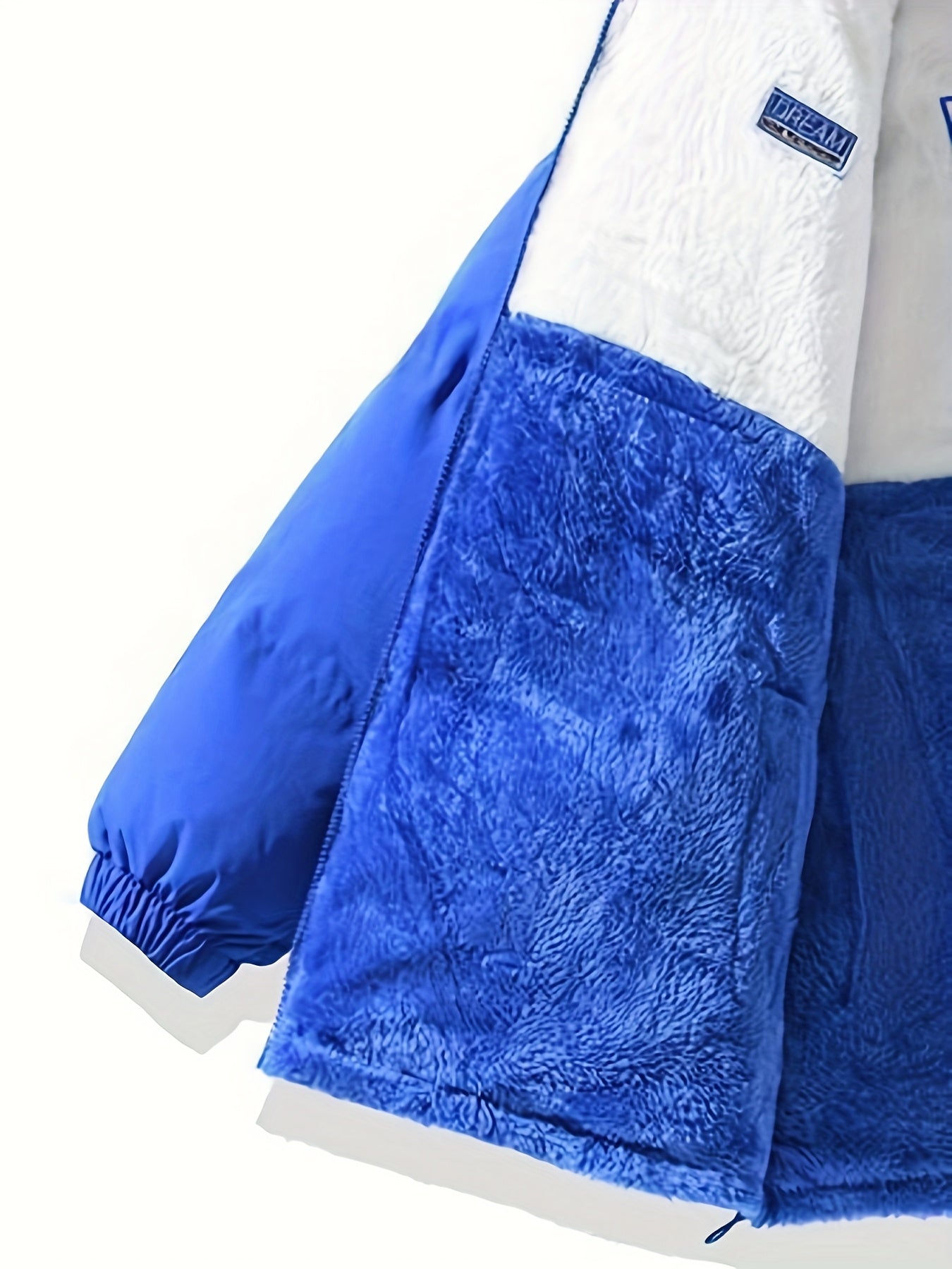 Men'S Double-Sided Fleece-Lined Thickened Jacket - Casual Stand Collar with Letter Print, Regular Fit, Pockets, Polyester Fill, Versatile for Fall/Winter, Winter Jacket