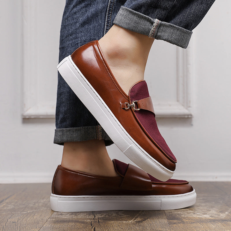 Men's British Style Loafers Casual Patchwork Slip-On Shoes