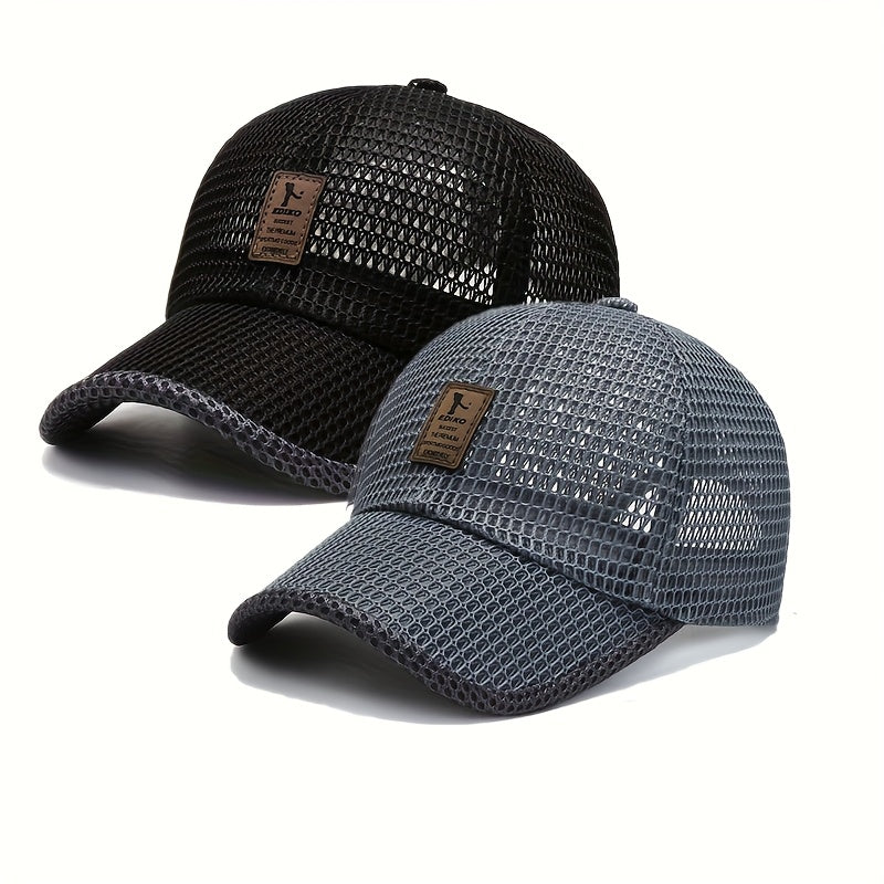 2pcs ediko Mesh Cap with Edge, Summer Mesh Baseball Cap for Men, Truck Driver Mesh Cap, Outdoor Sports Running