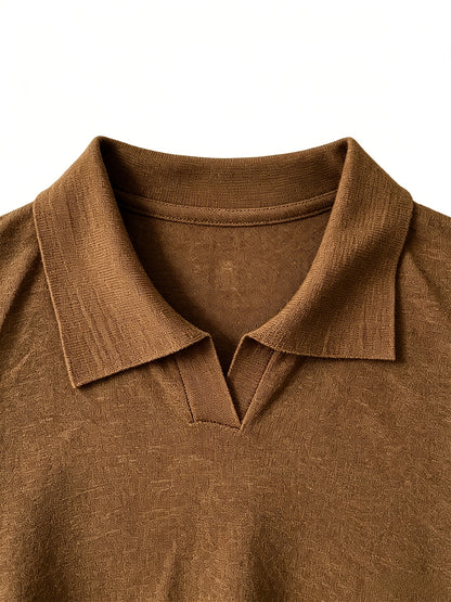 Men's Knit Polo Shirt with Geometric Pattern - Lightweight Summer Styl