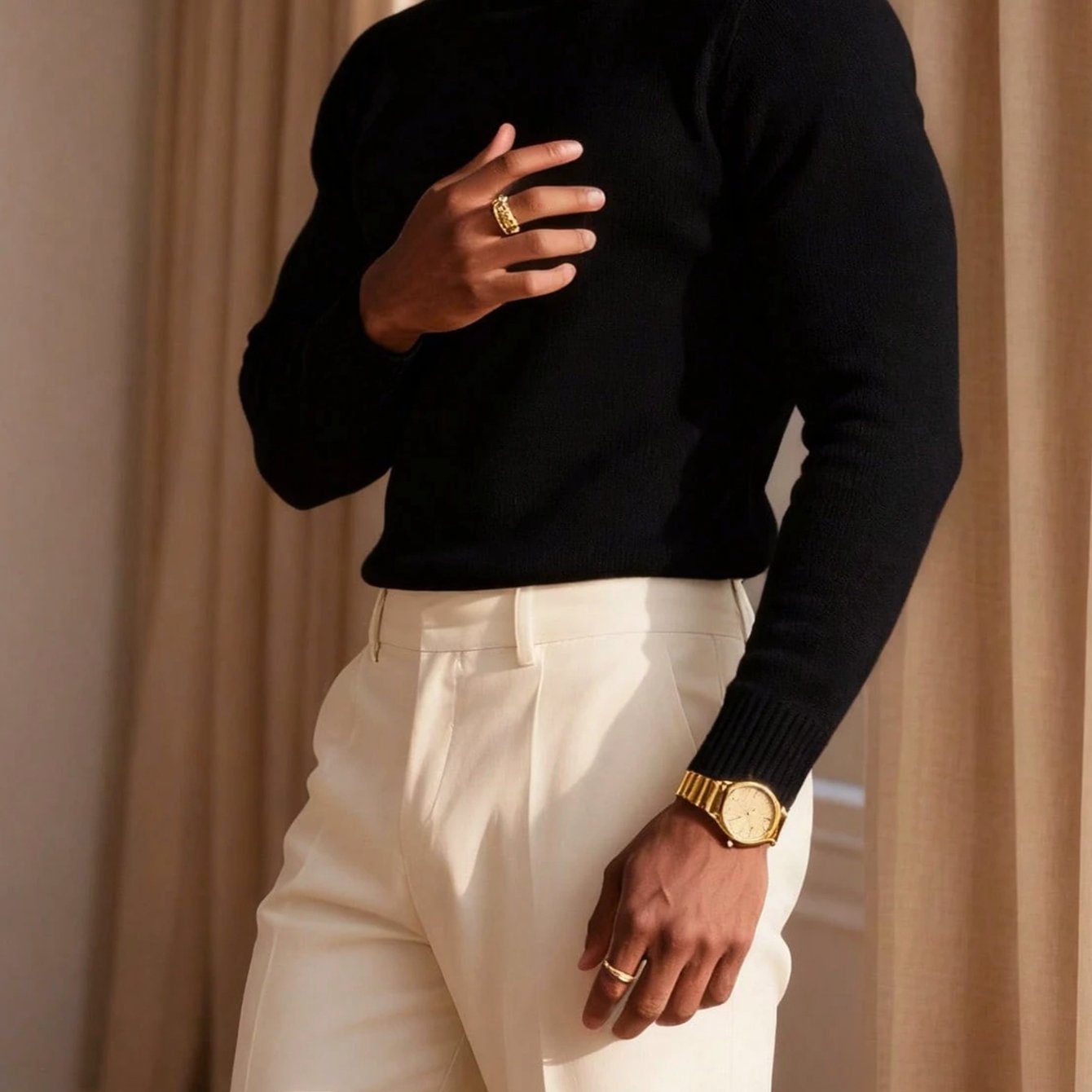 Men's High Neck Fashion Warm Comfortable Soft Skin-Friendly Commuter Sweater Inner Layer 1NG01
