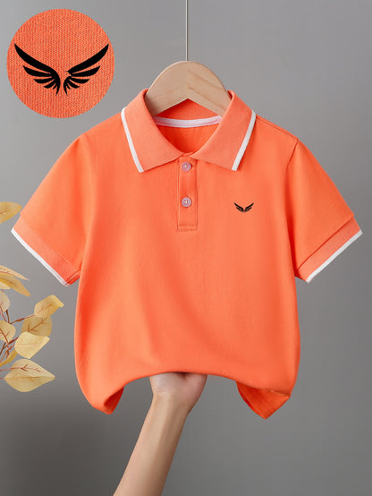 Kids' Summer Polo Shirts with Bird Patterns, Cotton Blend