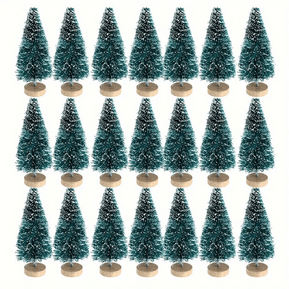 36pcs 5Cm/1.968 Inch Mini Snow Frost Tree Winter Mini Pine Base Bottle Brush Tree Plastic Winter Snow Decoration (Green) New Year Decoration Accessories, Artificial Snow Scenery Mini Pine DIY Decoration, Party Supplies, Home