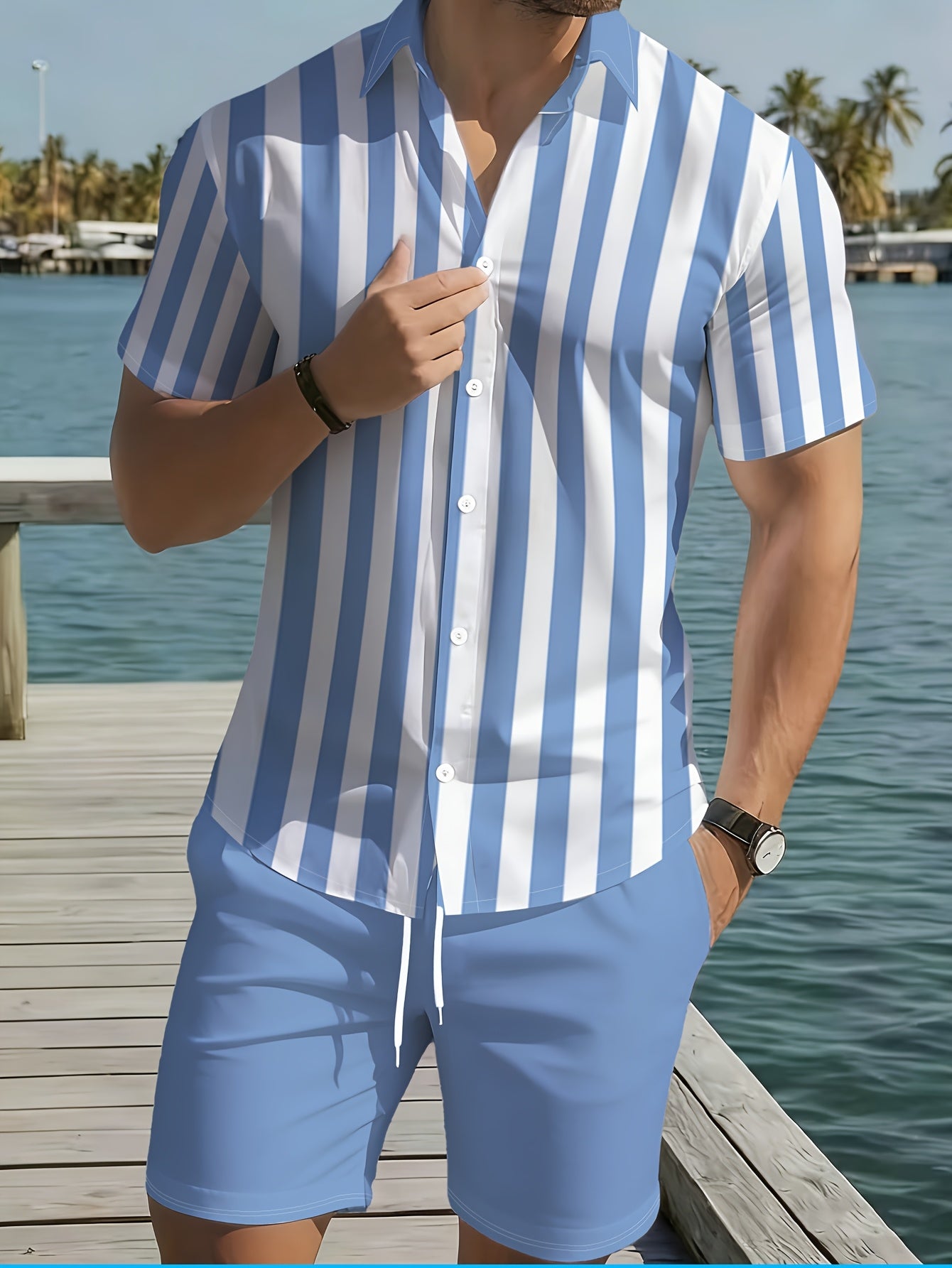 Men's Casual Summer Shirt & Shorts Set with Unique Print
