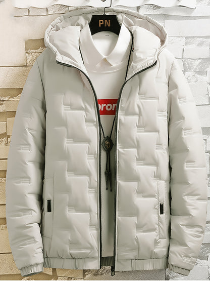 Men's Quilted Hooded Jacket, Warm Casual Winter Outerwear