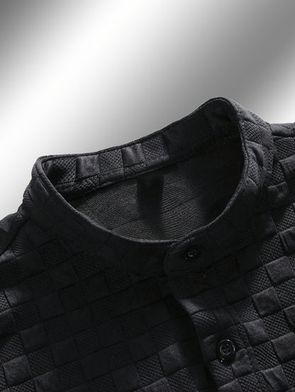 Men's Shirt and Shorts Set Solid Color Knit Casual Comfort High-Quality Short Two-Piece