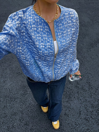 Solid Color Zip-Up Casual Jacket