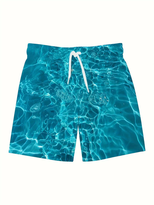 Men's Plus-Size Lightweight Casual Swim Shorts with Adjustable Drawstr