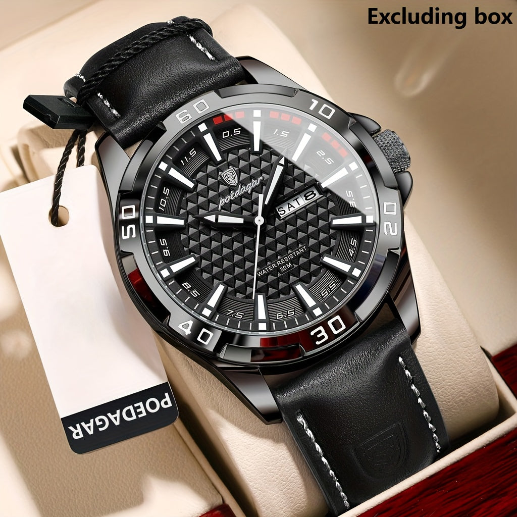 POEDAGAR Men's Casual Quartz Watch with Date & Waterproof