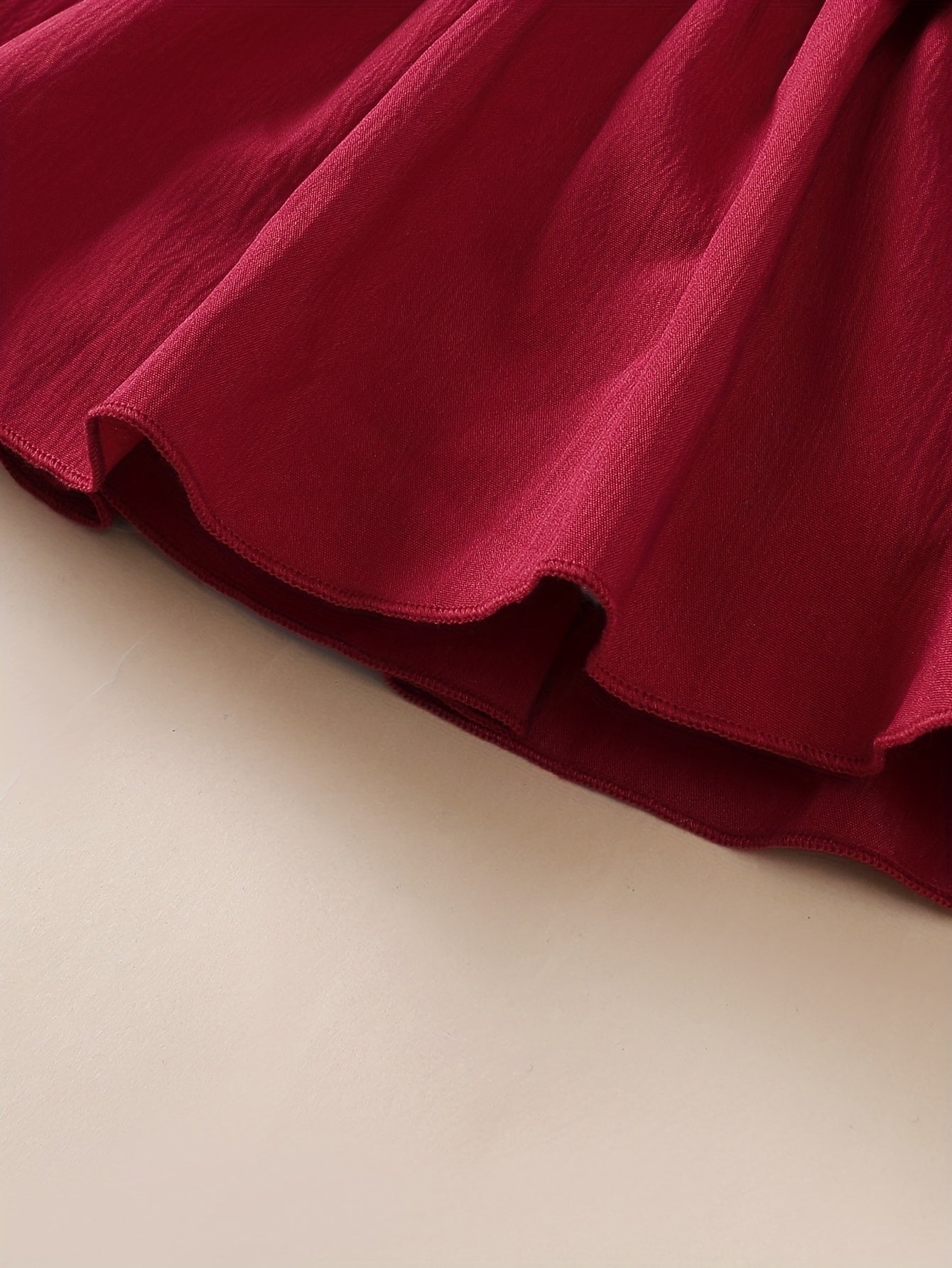 1-18 Months Girls' Red Dress | Christmas New Year Festival Party Wear with Headband, Princess Style, Autumn-Winter Collection, Crew Neck, Long Sleeve, Knee High, Flared Hem