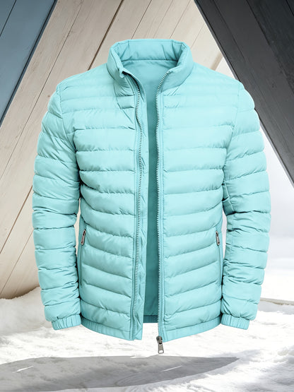 Men's Slim Fit Winter Jacket with Stand Collar, Zip Front