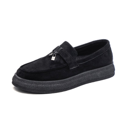 Men's Platform Casual Loafers with Metal Pendant Slip-On Shoes