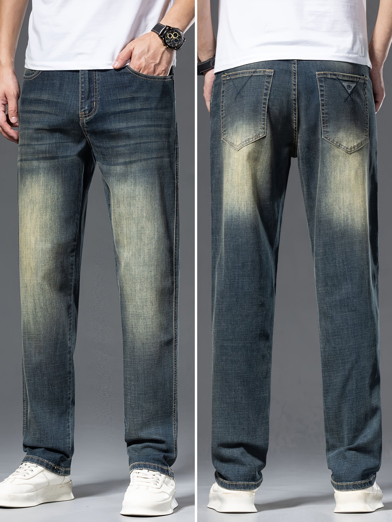 Geng Yuanshi High-End Summer Men's Jeans New Trend Fashion Straight-Leg Light Business Stretch Denim Pants