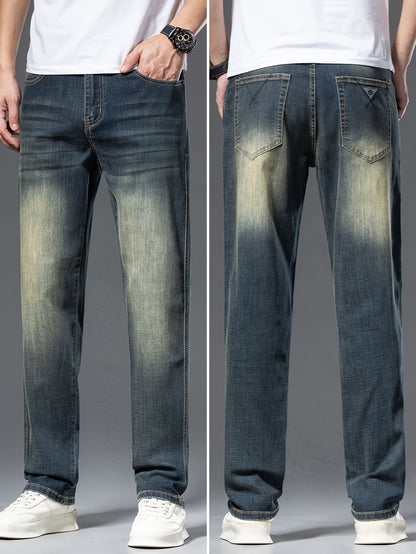 Geng Yuanshi High-End Summer Men's Jeans New Trend Fashion Straight-Leg Light Business Stretch Denim Pants