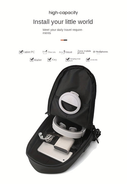 JUMAHE Men's USB Charging Crossbody Bag with Dual Power Ports, Hexagonal Geometric Design Street Style Shoulder Bag - Premium Durable Fabric, Adjustable Strap  Zipper Closure for Daily Commute (Black/Grey), Bags for Travel,