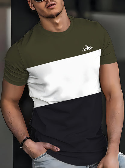 Men'S New Striped Quick-Dry T-Shirt, Featuring 3D Printing, a Round Neck, Mesh Fabric, Short Sleeves, Perfect for Casual Wear And Fitness.