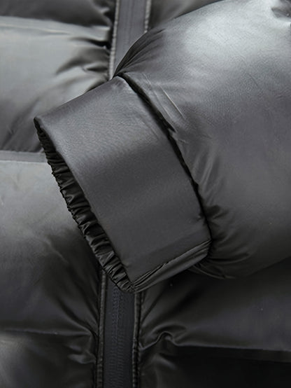 Men'S Heavyweight Winter Jacket - Thermal Insulated Coat with Zipper Closure, Slim Fit Formal & Casual Outerwear in Dark Green/Blue, Polyester-Lined Cold Weather Jacket for Everyday & Special Occasions, Winter Coats, Seasonal