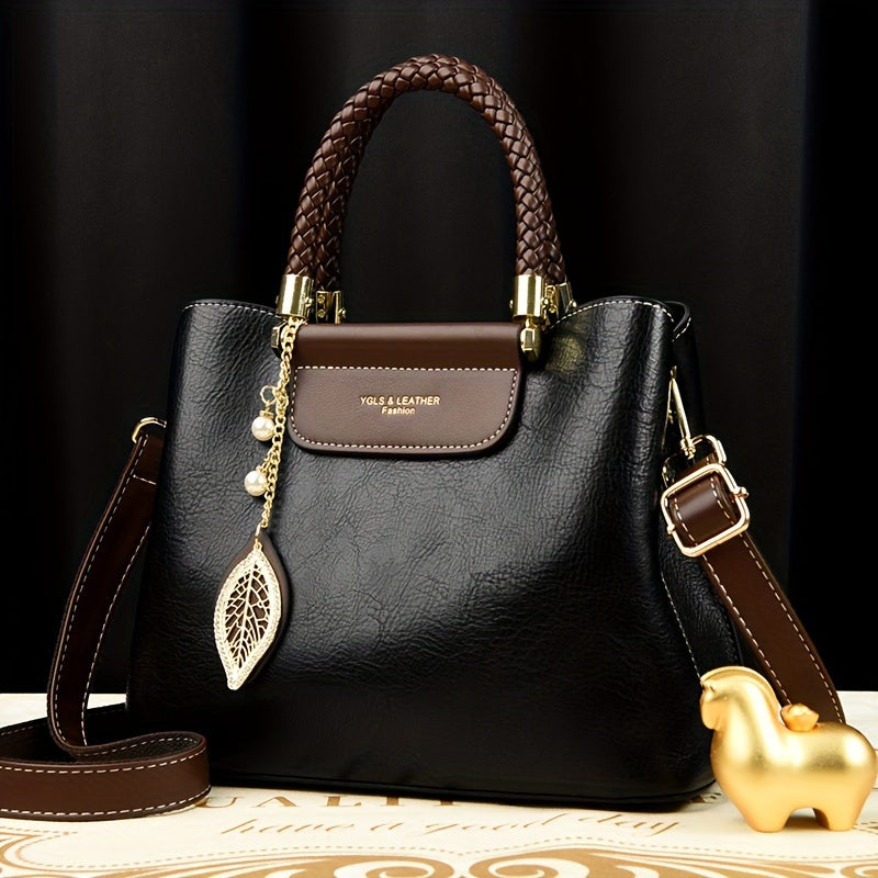 Women's Royal Blue PU Handbag with Detachable Adjustable Strap