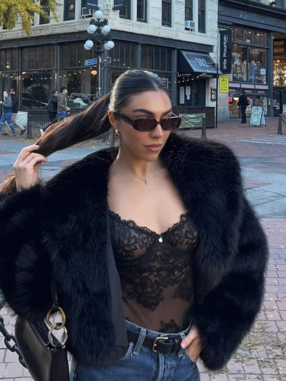 Women'S Thick Fox-like Fur Coat - Elegant Winter Jacket with Button Front Closure, Non-Stretchy Luxury Outerwear for Cold Weather, Chic Coat for Everyday & Formal Events (INDEFEIR), Winter Jacket, Formal Event Attire, Plush T