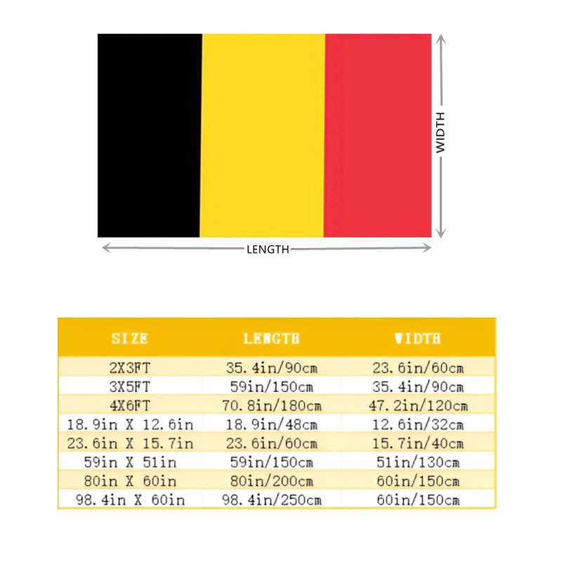 Belgian Flag Banner with 4 Rings for Football Events and Decor