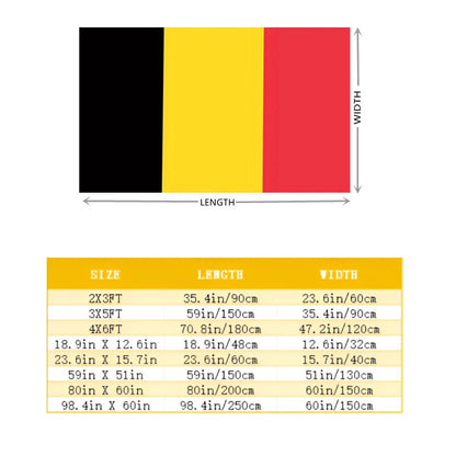 Belgian Flag Banner with 4 Rings for Football Events and Decor