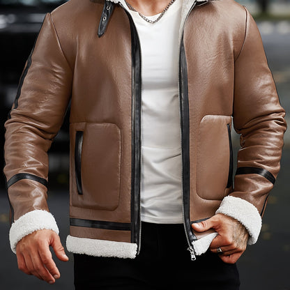Men's Heavyweight Winter Jacket with Collar & - Brown/Black Casual Coat, Zippered Pocket, Regular Fit Outerwear for Cold Weather, Versatile Day-to-Night Outerwear, Casual Winter Jacket Men, Winter Jackets For Men, Winter Coat