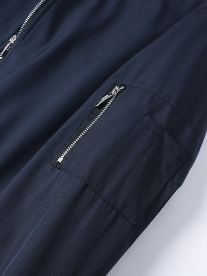 Men'S Casual Workwear Jacket and Pants Set, Solid Color, Long Sleeve, Regular Fit, with Pockets, for Spring/Fall, Casual Attire, Casual Attire|Casual Style|Solid Color Jacket