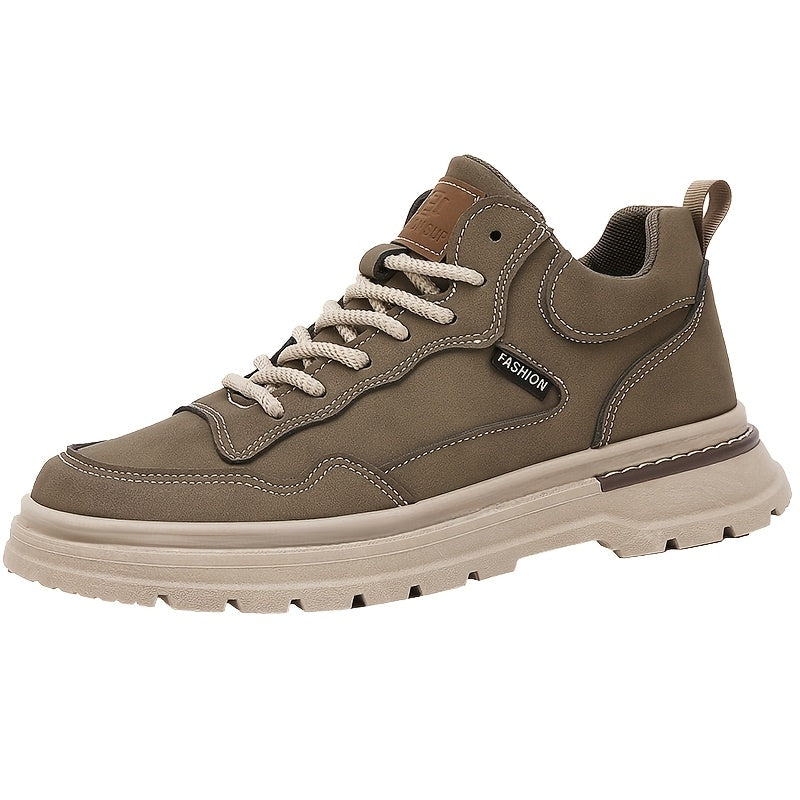 Men's Tactical Ankle Boots, Outdoor Hiking, All-Season PU Leather