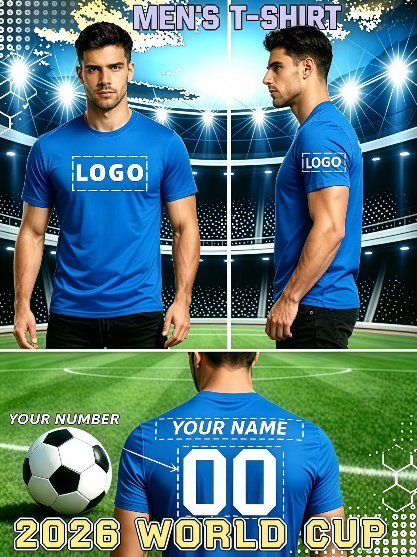 Men's Custom Football Jersey - Breathable Quick-Dry Polyester