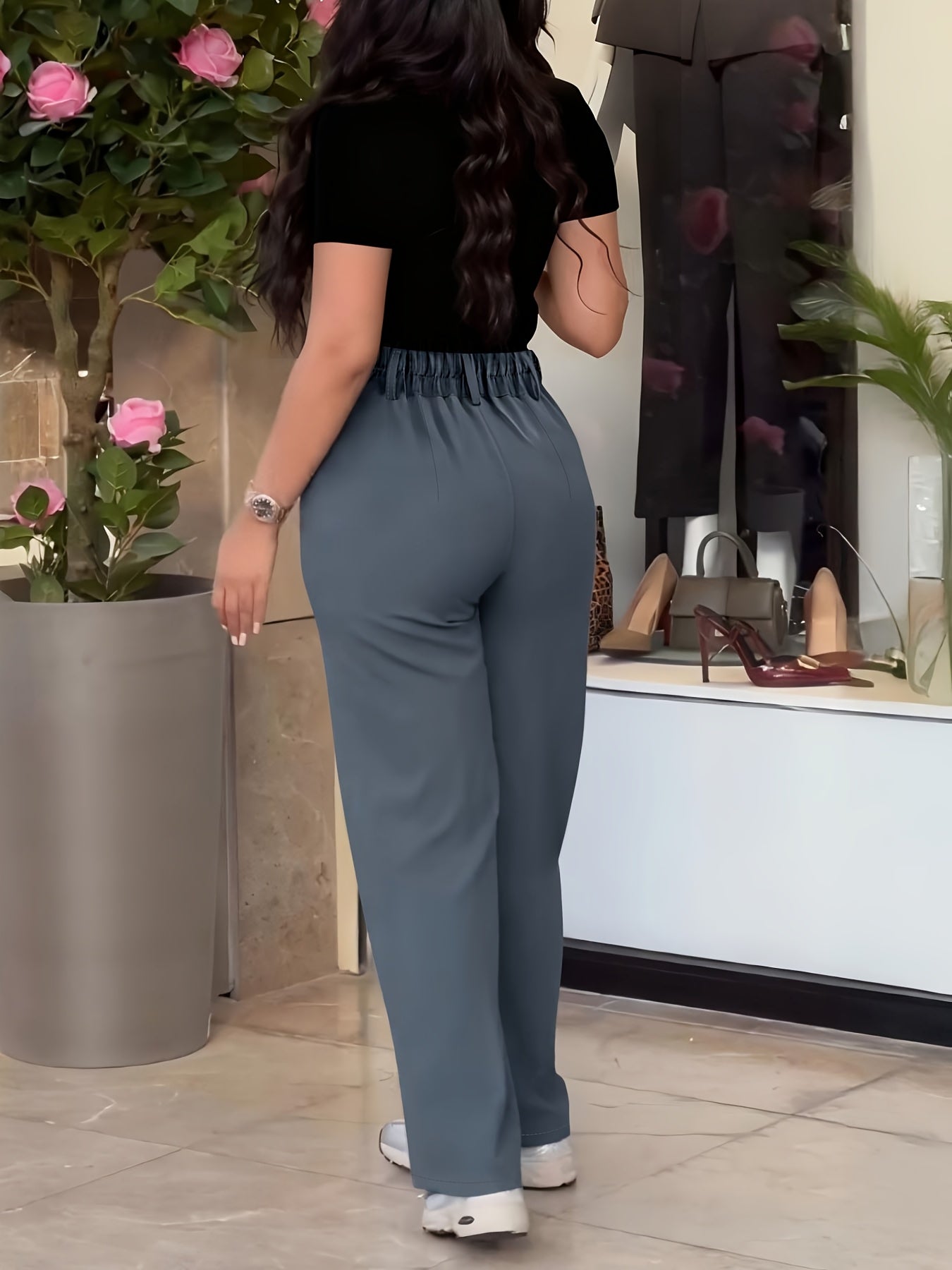 Women's Casual Slim-Fit Solid Color Long Pants