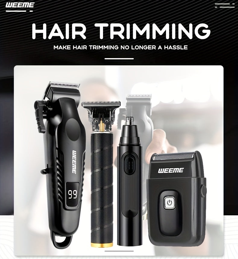 WEEME 4pcs Rechargeable Electric Grooming Kit for Men - Hair Clipper Electric Foil Shavers and Beard Trimmers, Ear, Nose Hair Trimmer Set, USB Charged - Perfect Holiday Gift - ayq