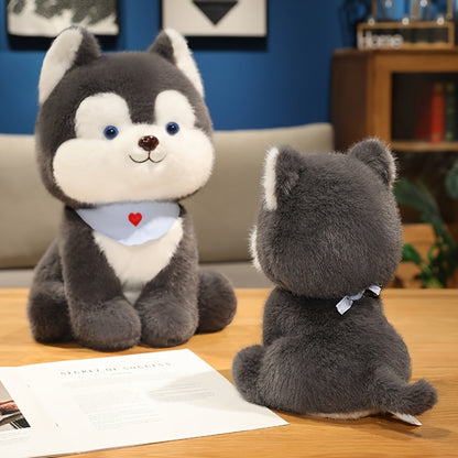 25cm/9.84in Cute Cartoon Husky Dog Plush Toy, Super Soft Stuffed Animal, Perfect Cuddly Gift for Boys and Girls, Birthday Party or Holiday Home Decor