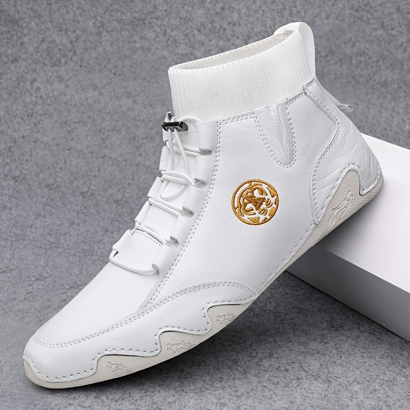 Men's Casual Lace-Up Ankle Boots in Split Leather