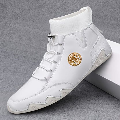Men's Casual Lace-Up Ankle Boots in Split Leather