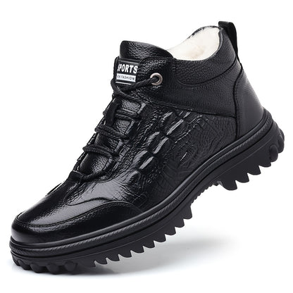 Men's Winter Lined Outdoor Work Boots, Anti-Slip High-Top Shoes