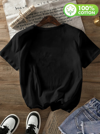 Women's Casual 100% Cotton Floral Round Neck T-Shirt Summer