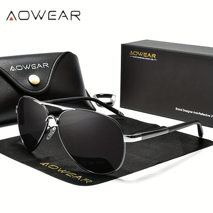 Men's Polarized UV400 Pilot Sunglasses with Mirror Lens