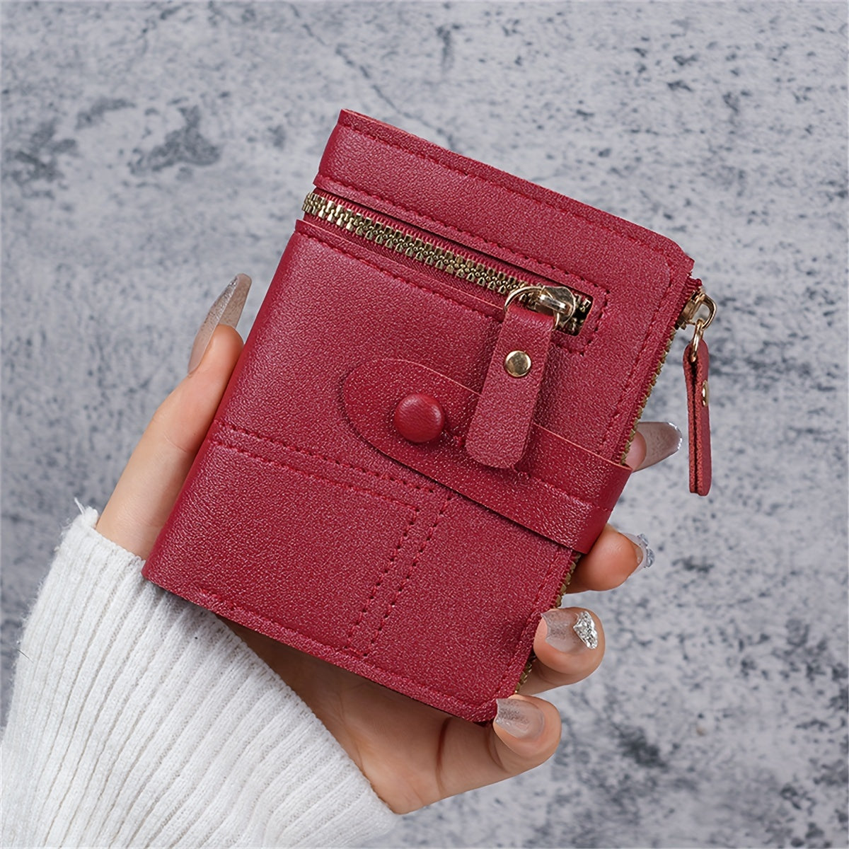 New Women'S Short Two-Fold Coin Purse for Storing Bank Cards, Credit Cards, And Multiple Card Slots with a Zipper Wallet.