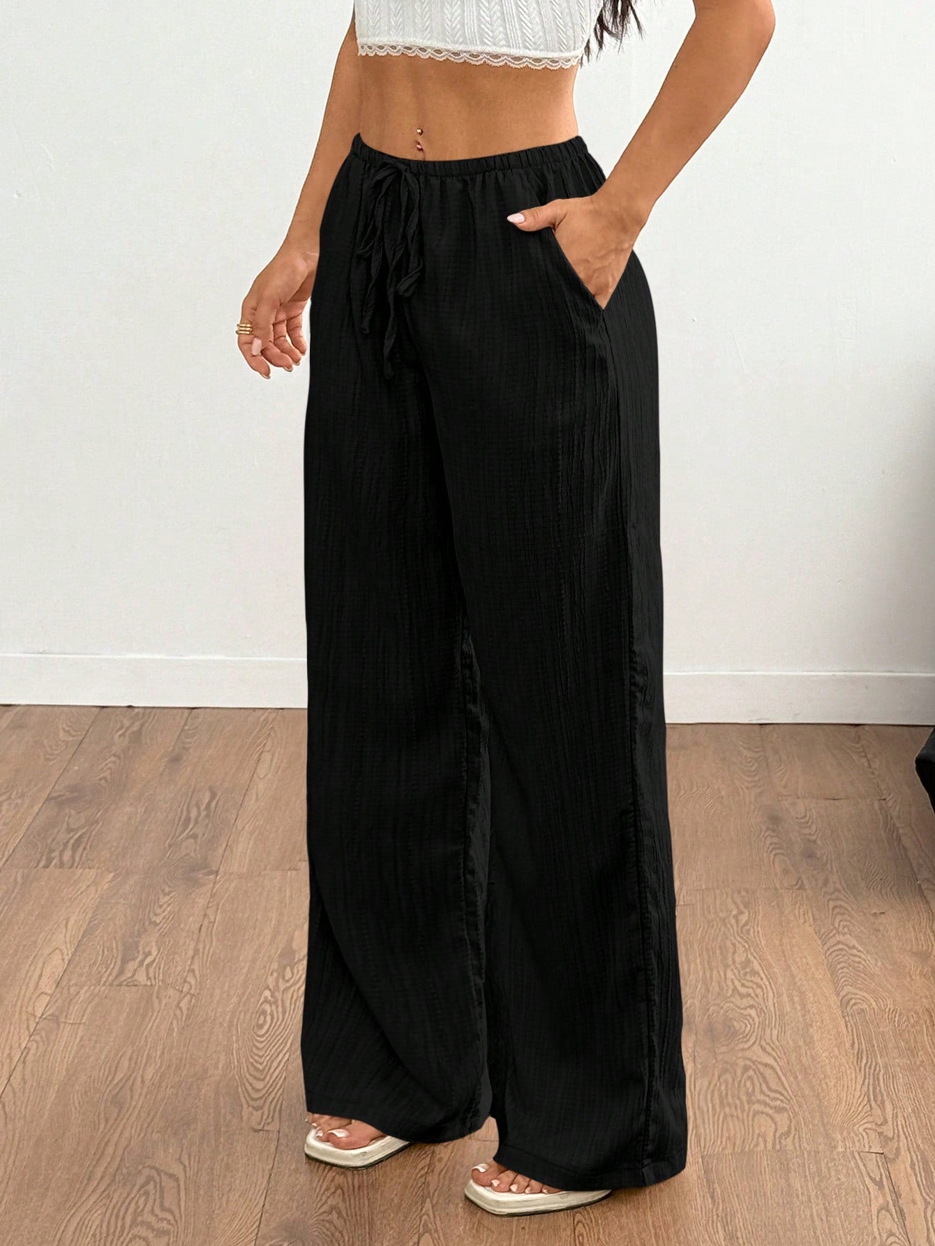 Women's High-Waisted Wide Leg Belted Pants for Spring Summer