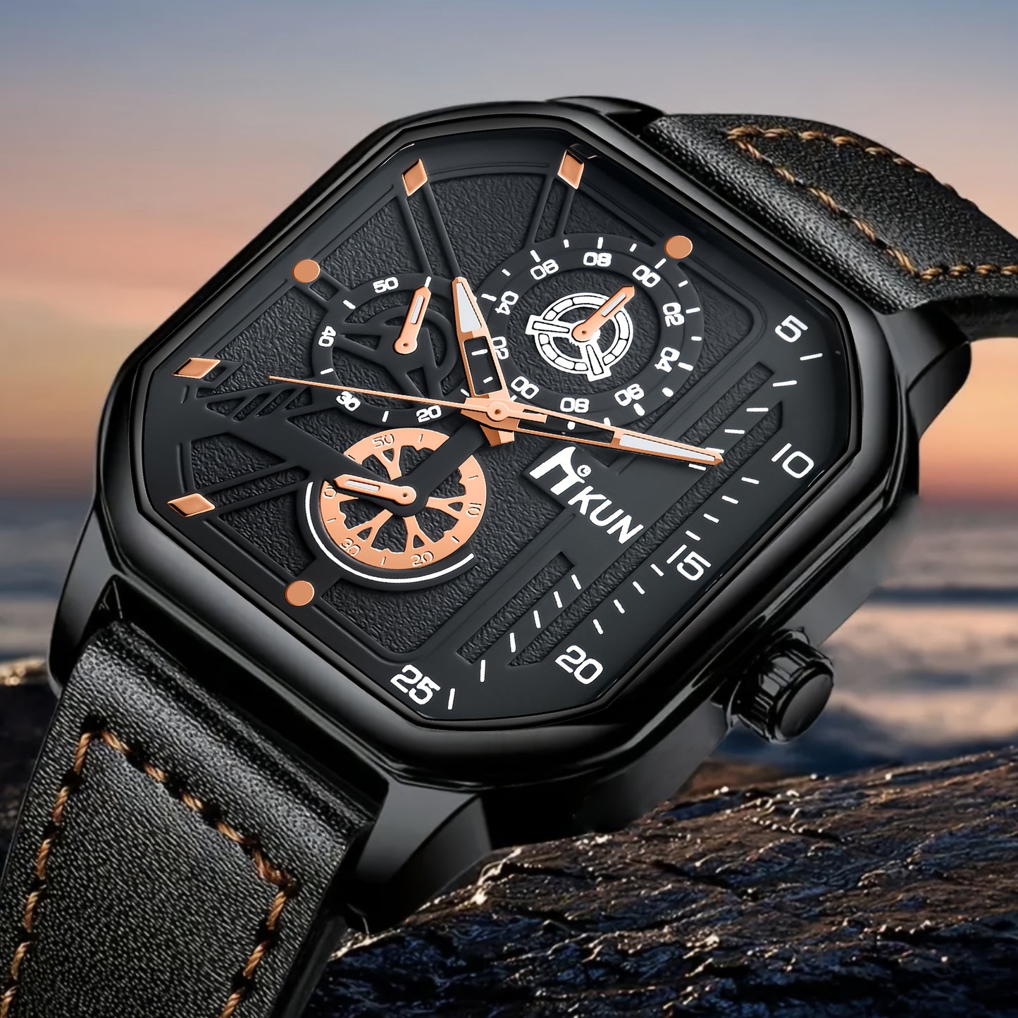 5pcs Men'S Fashionable Gift Set | Glasses, Wallet, Keychain, Watch, Belt in - Perfect for Daily Street Wear, Commuting, or as a Stylish Gift for Boyfriend'S Birthday, Father'S Day, Christmas