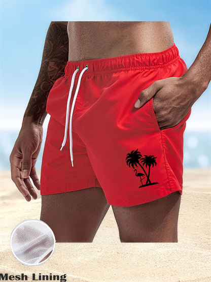 Men's Quick-Dry Flamingo Print Lightweight Beach Shorts