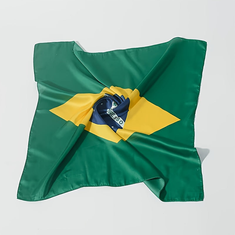 Brazilian Flag Satin Scarf for Football Fans, Smooth Drape