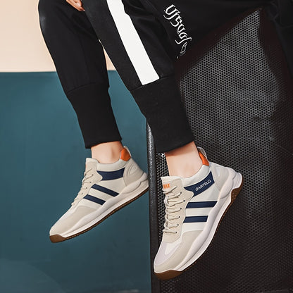 Men's Breathable Lace-Up Sneakers - Casual  Stylish, Versatile for All Seasons, Non-Slip Rubber Sole