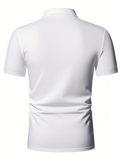Men's Slim-Fit Zip Shirt with Short Sleeves, Featuring a Minimalist and Trendy Style. Designed with a Half-zip Collar, It Is Made of Soft, Skin-friendly Stretch Fabric That Is Breathable and Sweat-wicking. The Form-fitting De - ayq