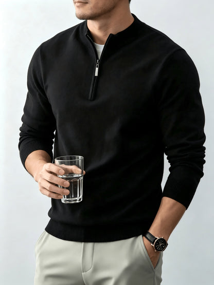 Men's Fall/Winter Half-Zip Stand Collar Knit Pullover Sweater