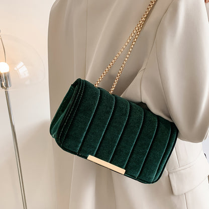 Fashionable Velvet Fabric Women'S Bag Shoulder Bag Middle-Aged Bag Fashionable Large-Capacity Bag