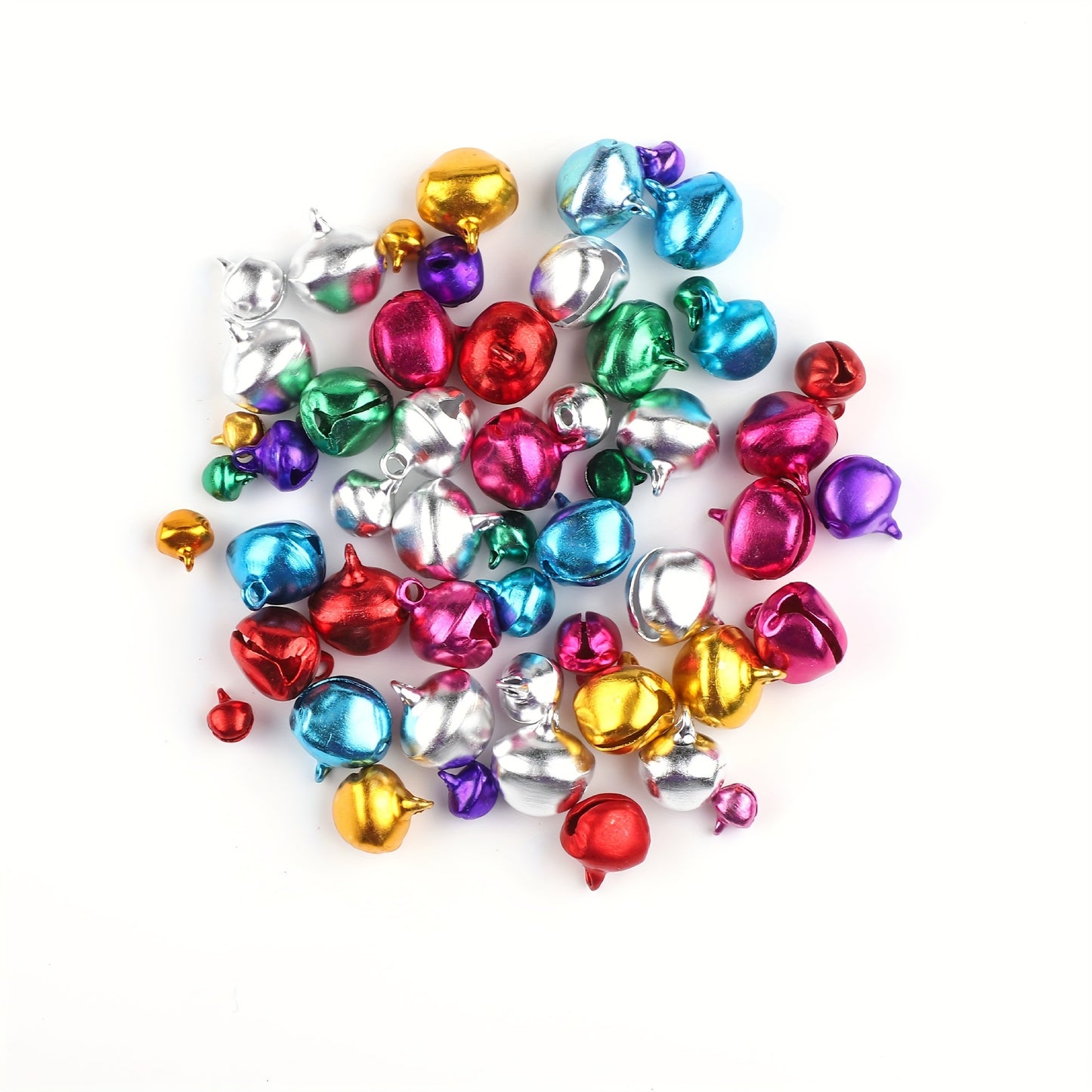 100 PCS, 6mm-10mm Festive Christmas Jingle Bells - Perfect for DIY Jewelry and Holiday Decorations