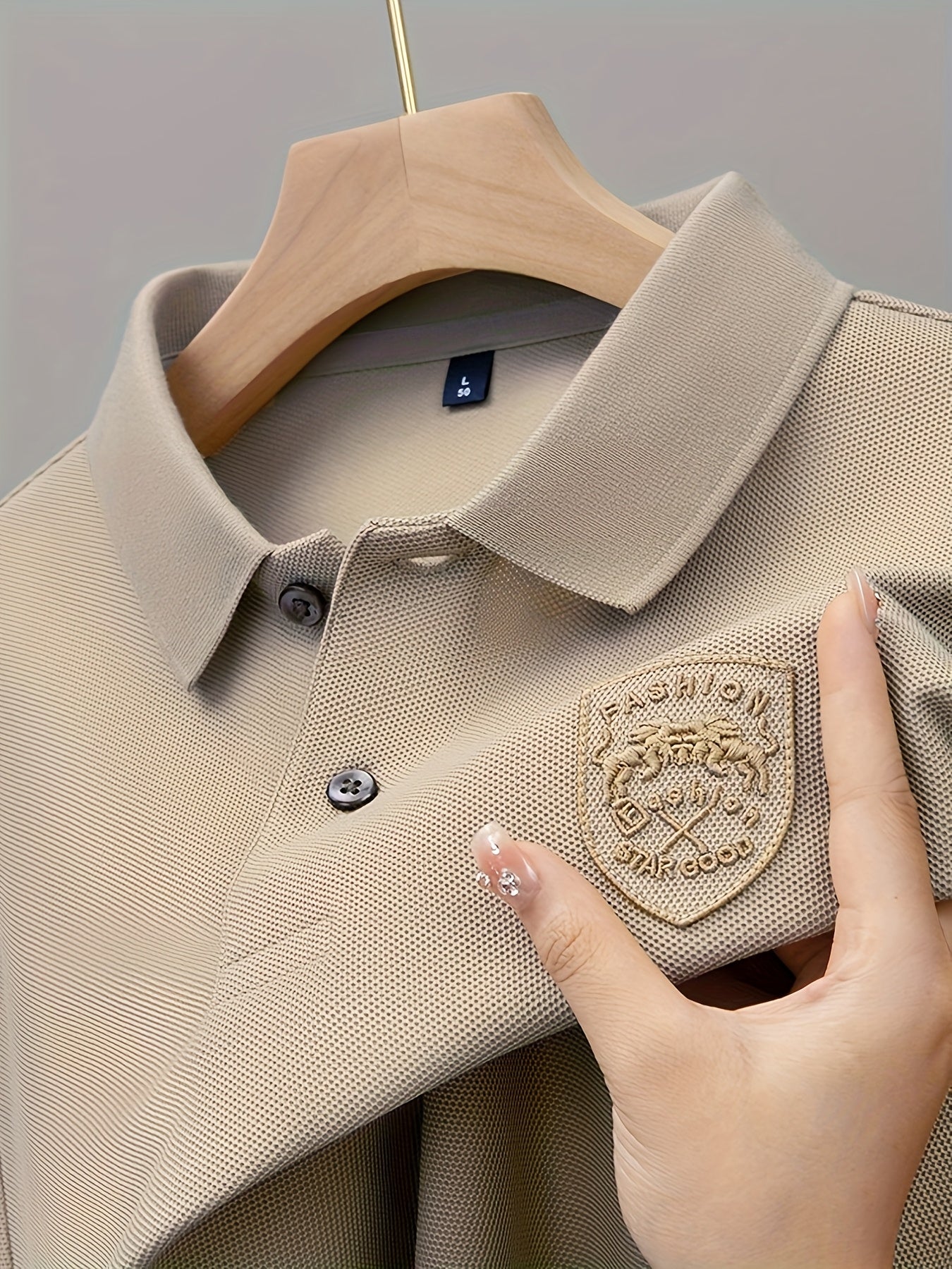 Men's Summer Casual Polo Shirt with Embroidered Lapel